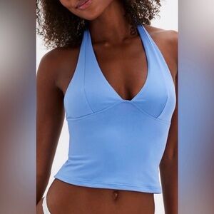 Free People Intimately Still Here Halter Cami in Dusted Blue Size Small NWT